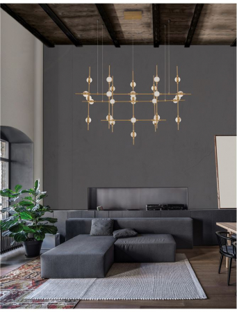 9180630 Candelabru Nova Luce ATOMO LED 84W 3805lm 3000K Metal & Acrylic  Black & Gold Dimabil Triac IP20 [1]