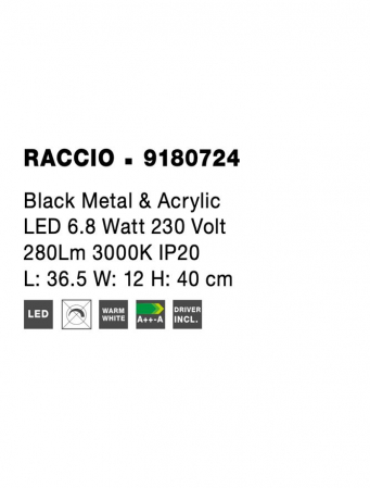 9180724 Veioza Nova Luce RACCIO LED 7W 280lm 3000K IP20 Metal & Acrylic Black NOVALUCE [5]