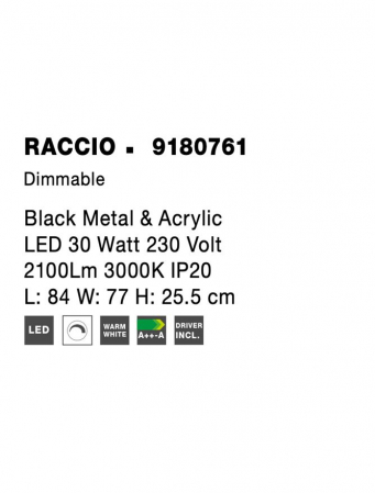9180761 Plafoniera Nova Luce RACCIO LED 30W 2100lm 3000K IP20 Metal & Acrylic Black NOVALUCE [5]