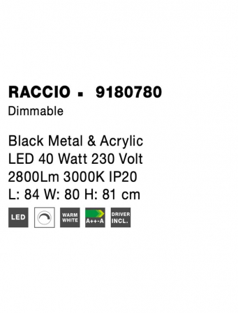 9180780 Plafoniera Nova Luce RACCIO LED 40W 2800lm 3000K IP20 Metal & Acrylic Black NOVALUCE [8]