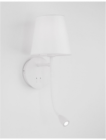 9182371 Aplica Nova Luce NIA LED 1x5W 180lm 3000K Metal & Fabric Shade White Nedimabil IP20 [2]