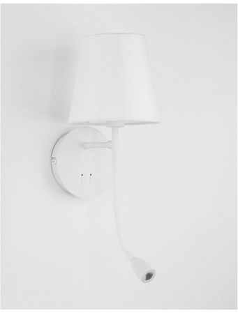 9182371 Aplica Nova Luce NIA LED 1x5W 180lm 3000K Metal & Fabric Shade White Nedimabil IP20 [3]