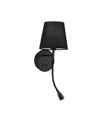 9182372 Aplica Nova Luce NIA LED 1x5W 180lm 3000K Metal & Fabric Shade Black Nedimabil IP20