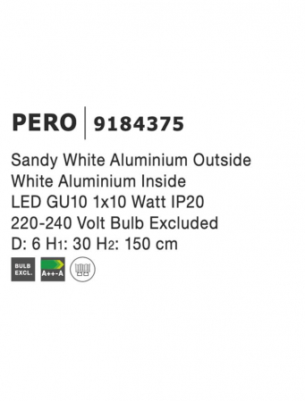 9184375 Pendul Nova Luce PERO GU10 1X10W lm  IP20 Aluminiu Sandy White [2]