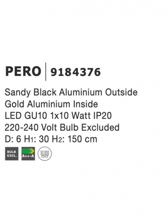 9184376 Pendul Nova Luce PERO GU10 1X10W lm  IP20 Aluminiu Sandy Black [2]