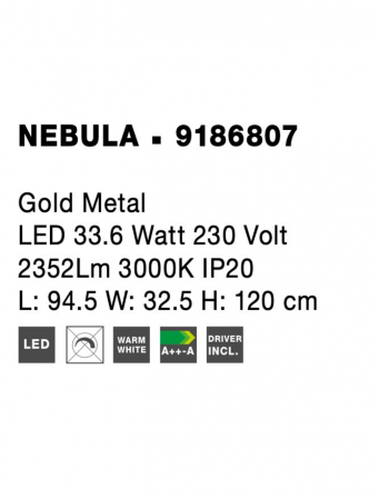9186807 Suspensie Nova Luce NEBULA LED 33,6W 2352lm 3000K IP20 Metal Gold NOVALUCE [8]