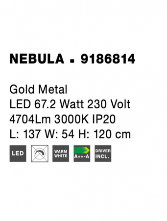 9186814 Suspensie Nova Luce NEBULA LED 67,2W 4704lm 3000K IP20 Metal Gold NOVALUCE [6]