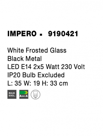 9190421 Aplica Nova Luce IMPERO G9 2x5W IP20 Glass/Metal White Frosted Black [7]