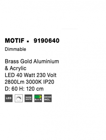 9190640 Suspensie Nova Luce MOTIF LED 40W 2800lm 3000K IP20 Aluminiu/Acril Brass Gold NOVALUCE [6]