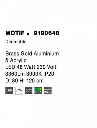9190648 Lustra Nova Luce MOTIF LED 50W 3684lm 3000K  Aluminium & Acrylic Brass Gold Dimabil Triac IP20 [7]