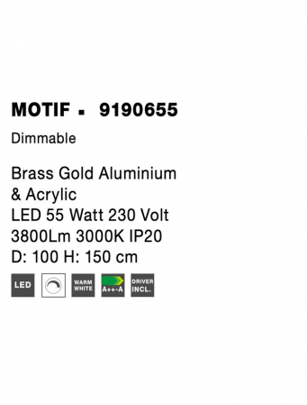 9190655 Suspensie Nova Luce MOTIF LED 55W 3800lm 3000K IP20 Aluminiu/Acril Brass Gold NOVALUCE [6]