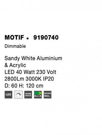 9190740 Suspensie Nova Luce MOTIF LED 40W 2800lm 3000K IP20 Aluminiu/Acril Sandy White [4]