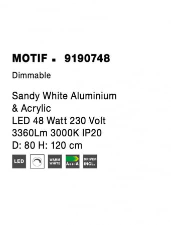 9190748 Suspensie Nova Luce MOTIF LED 48W 3360lm 3000K IP20 Aluminiu/Acril Sandy White NOVALUCE [5]