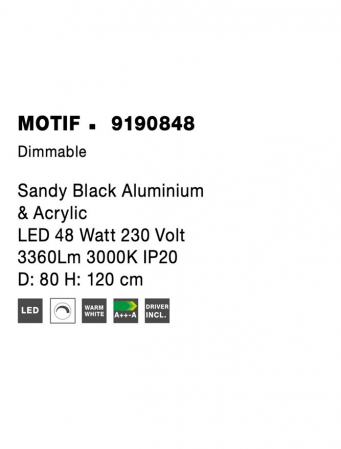 9190848 Lustra Nova Luce MOTIF LED 50W 3684lm 3000K  Aluminium & Acrylic Sandy Black Dimabil Triac IP20 [6]