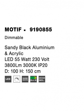 9190855 Suspensie Nova Luce MOTIF LED 55W 3800lm 3000K IP20 Aluminiu/Acril Sandy Black [5]