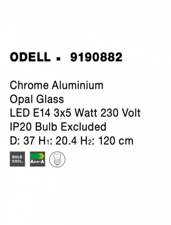 9190882 Lustra Nova Luce ODELL E14 3x5W   Aluminium & Opal Glass Chrome  IP20 [5]