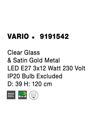 9191542 Lustra Nova Luce VARIO E27 3x12W   Metal Satin Gold  IP20 [4]
