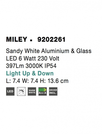 9202261 Aplica baie Nova Luce MILEY LED 6W 397lm 3000K Aluminium Sandy White Nedimabil IP54 [7]