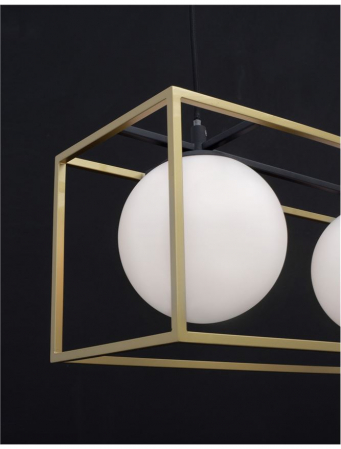 9206402 Suspensie Nova Luce JULIET E14 3x12W IP20 Glass/Metal Brass Black Opal [1]