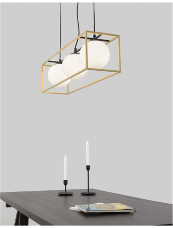 9206402 Suspensie Nova Luce JULIET E14 3x12W IP20 Glass/Metal Brass Black Opal [4]