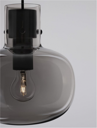 9236510 Pendul Nova Luce CINZIA E27 1x12W   Metal Smoky Glass Black Cord  IP20 [5]