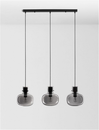 9236520 Lustra Nova Luce CINZIA E27 3x12W   Metal Smoky Glass Black Cord  IP20 [2]