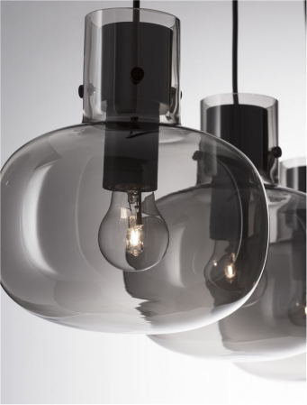 9236520 Lustra Nova Luce CINZIA E27 3x12W   Metal Smoky Glass Black Cord  IP20 [5]