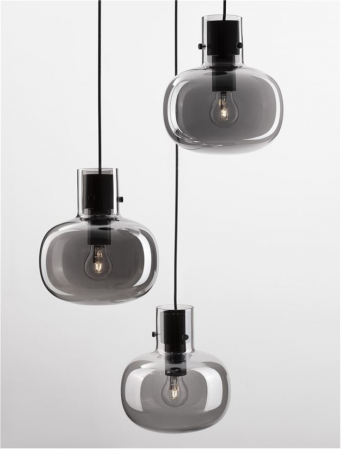 9236530 Lustra Nova Luce CINZIA E27 3x12W   Metal Smoky Glass Black Cord  IP20 [6]