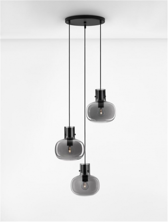 9236530 Lustra Nova Luce CINZIA E27 3x12W   Metal Smoky Glass Black Cord  IP20 [3]
