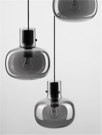 9236530 Lustra Nova Luce CINZIA E27 3x12W   Metal Smoky Glass Black Cord  IP20 [4]