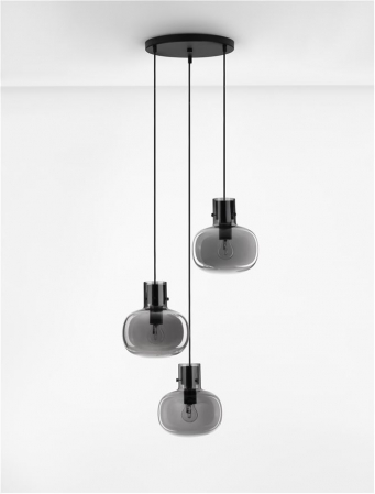 9236530 Lustra Nova Luce CINZIA E27 3x12W   Metal Smoky Glass Black Cord  IP20 [2]