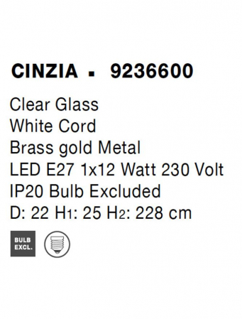 9236600 Pendul Nova Luce CINZIA E27 1x12W   Metal Brass Gold  IP20 [8]