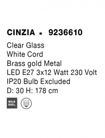 9236610 Lustra Nova Luce CINZIA E27 3x12W   Metal Brass Gold  IP20 [8]