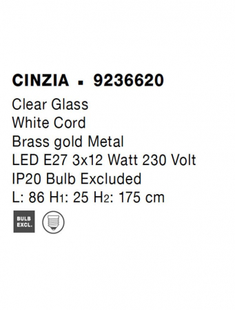 9236620 Lustra Nova Luce CINZIA E27 3x12W   Metal Brass Gold  IP20 [7]