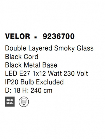9236700 Pendul Nova Luce VELOR E27 1x12W   Metal Black & Gold  IP20 [7]