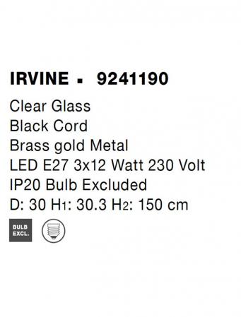 9241190 Lustra Nova Luce IRVINE E27 3x12W   Metal Brass Gold  IP20 [8]
