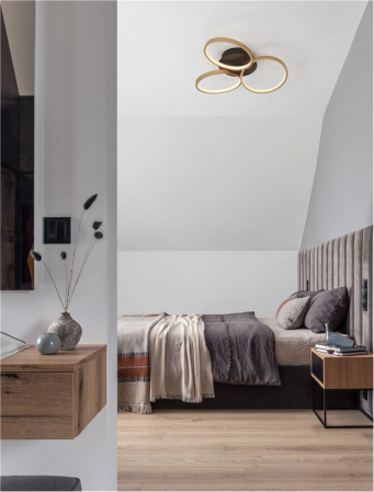 9248112 Plafoniera Nova Luce ELIZE LED 28W 1550lm 3000K Steel/Aluminium & Silicon Black & Brass Gold Dimabil Triac IP20 [1]