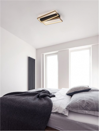 9248113 Plafoniera Nova Luce ELIZE LED 28W 1550lm 3000K Steel/Aluminium & Silicon Black & Brass Gold Dimabil Triac IP20 [1]