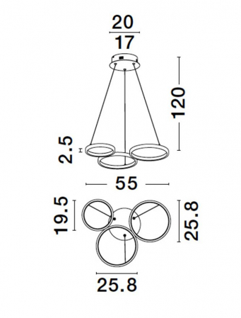 9248116 Lustra Nova Luce MAGNUS LED 28W 1900lm 3000K Aluminium & Acrylic Brass Gold Dimabil Triac IP20 [8]
