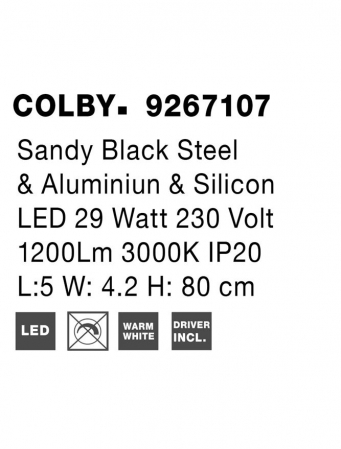 9267107 Aplica Nova Luce COLBY LED 29W 1200lm 3000K Aluminium & Acrylic Sandy Black Nedimabil IP20 [7]