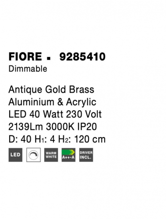 9285410 Suspensie Nova Luce FIORE LED 40W 2139lm 3000K IP20 Aluminiu/Acril  Antique Gold Brass NOVALUCE [4]