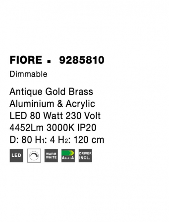 9285810 Suspensie Nova Luce FIORE LED 80W 4452lm 3000K IP20 Aluminiu/Acril  Antique Gold Brass NOVALUCE [5]