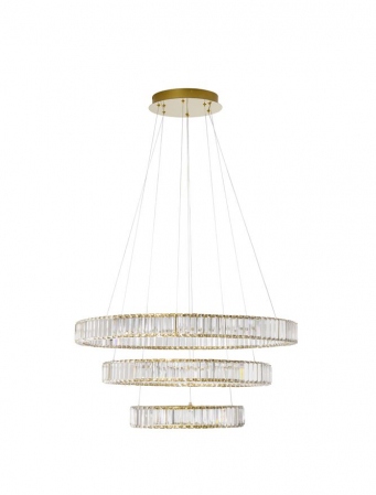 9333069 Lustra Nova Luce AURELIA LED 92W 7670lm 3500K Metal & Crystal Gold Dimabil Triac IP20