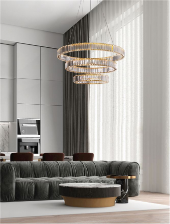 9333069 Lustra Nova Luce AURELIA LED 92W 7670lm 3500K Metal & Crystal Gold Dimabil Triac IP20 [1]