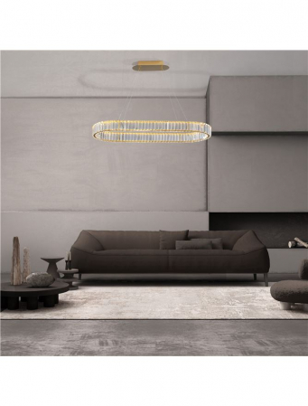 9333073 Lustra Nova Luce AURELIA LED 48W 4505lm 3500K Metal & Crystal Gold Dimabil Triac IP20 [1]