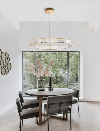 9333076 Lustra Nova Luce AURELIA LED 47W 4895lm 3500K Metal & Crystal Gold Dimabil Triac IP20 [1]