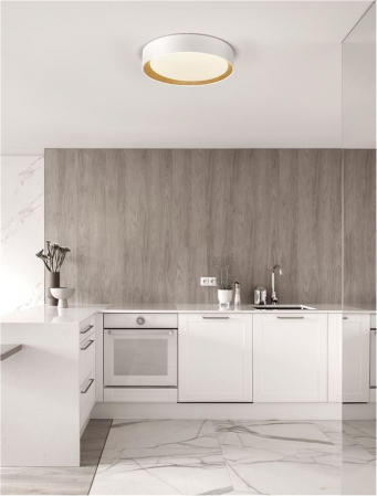 9345528 Plafoniera Nova Luce STAKE LED 50W 3166lm 3000K Aluminium & Wood & Acrylic Sandy White Dimabil Triac IP20 [1]