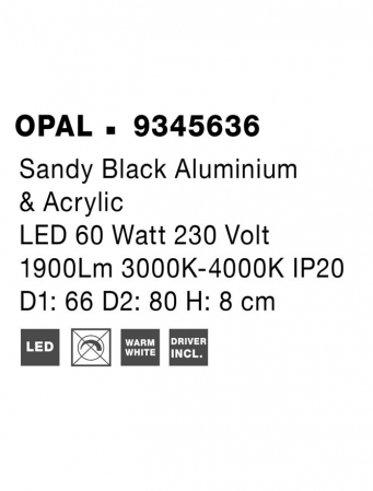 9345636 Plafoniera Nova Luce MORBIDO LED 48W 3730lm 2700K - 4000K Aluminium & Acrylic Sandy White Dimabil CCT IP20 [7]
