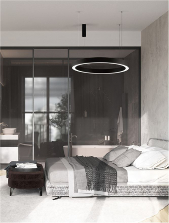 9345645 Lustra Nova Luce MORBIDO LED 80W 4373lm 2700K - 4000K Aluminium & Acrylic Sandy Black Dimabil CCT IP20 [1]