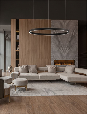 9345668 Lustra Nova Luce ELOWEN LED 106W 4899lm 3000K Aluminium & Acrylic Sandy Black Dimabil Triac IP20 [1]
